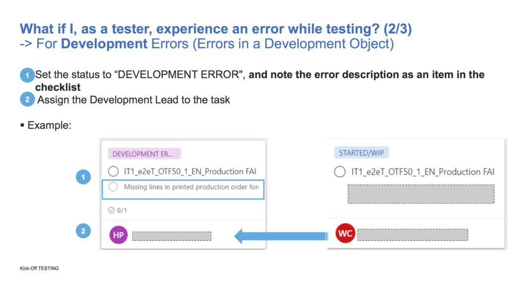 Errors in development project when testing